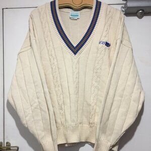 VINTAGE MEDLATEX KNIT COTTON V-NECK SWEATERS SIZE XL